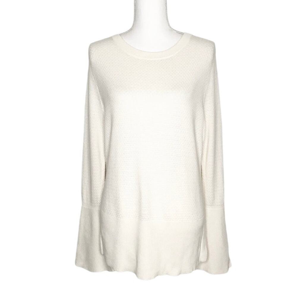 Buffalo Dave Bitton Cream Bell Sleeve Diamond Textured Sweater Large